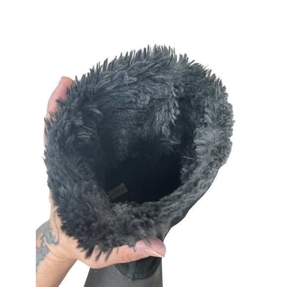 Crocs Faux Leather Fur Lined  Womans Black Mid Calf Winter boots Sz 8 SKU 9568 - Picture 6 of 16